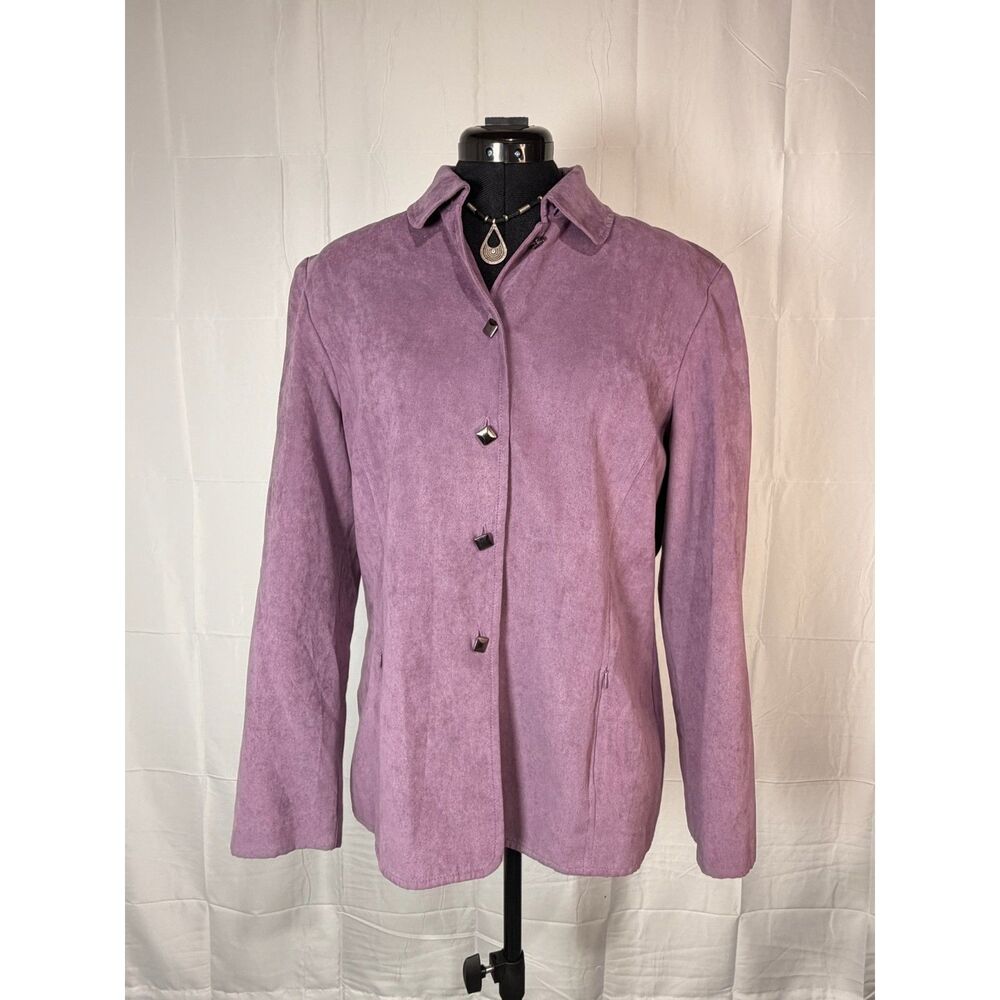 Positive Attitude Lavender Faux Suede Jacket Diamond Buttons